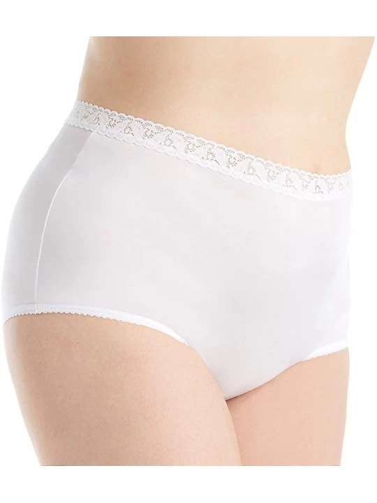 Panties Women's Plus Size Nylon Classics Brief Panty 17014P - White - CI115XNUGUF $16.29