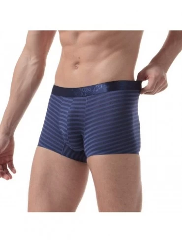 Boxer Briefs Men's Sexy Underwear Ice Silk Mesh Boxer Briefs Low Rise Trunks Cool Boxers - Navy - CR198H8RDS3 $11.54