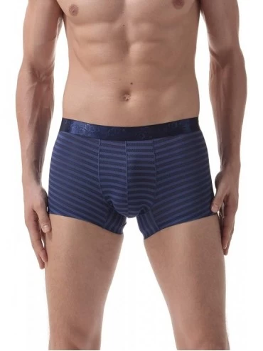 Boxer Briefs Men's Sexy Underwear Ice Silk Mesh Boxer Briefs Low Rise Trunks Cool Boxers - Navy - CR198H8RDS3 $11.54