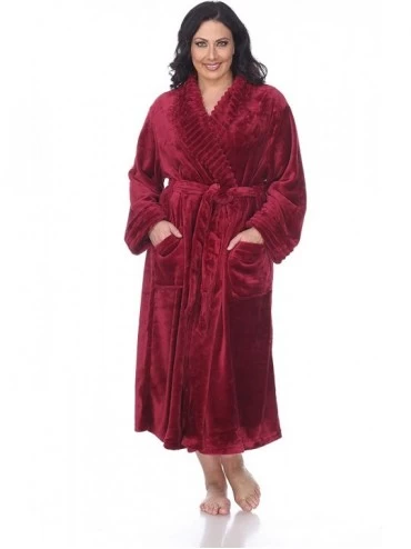 Robes Women's 099-03 Plus Size Super Soft Lounge Robe in Burgundy - 2XL/3XL - CI18W6L2KG9 $20.57