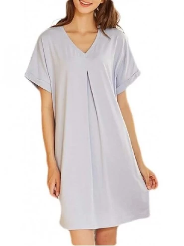 Nightgowns & Sleepshirts Women T-Shirt Sleepwear Knit Short Sleeve V Neck Nightgown Sleep Dress Sleepwear - 1 - CA19DSN0O5Y $...