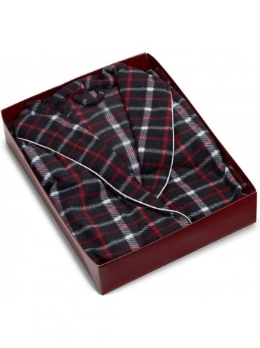 Robes Unisex Printed Polar Fleece Belted Robe & Slipper Set - Black & Red Plaid - CE18LSLKX56 $31.71