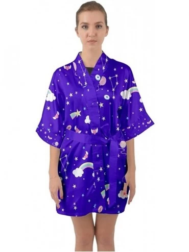 Robes Womens Cute Nightgown Galaxy & Rainbow Unicorn Print Comfy Kimono Robe Size XS-3XL - Blue & Indigo Party - C818HTZ4SG7 ...
