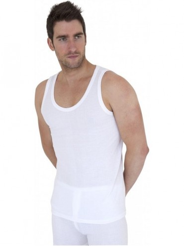 Thermal Underwear Mens Thermal Underwear Sleeveless Vest (Pack of 2) (British Made) (Chest 40-42inch (Large)) (White) - CY114...