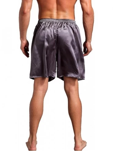 Boxers Mens Satin Boxers Shorts Satin Sleep Pajamas Shorts Travel Underwear - 2 Pack(blue+gray) - CI18NGD9M04 $21.00