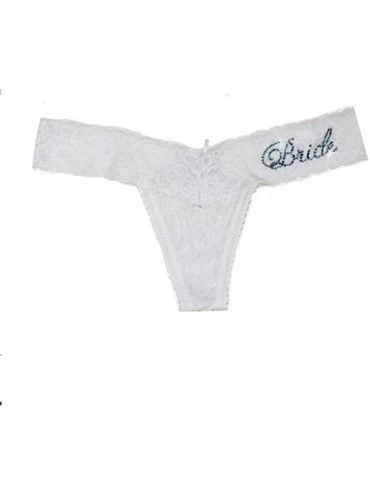 Panties Darling Lace Bride Thong - White- Aquamarine - CU12GI2T9AV $39.84