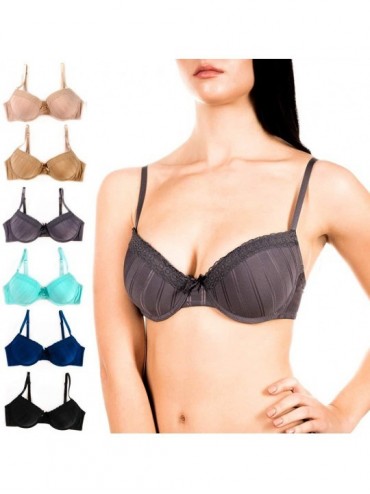 Bras Intimates Womens Lace Bra Petite to Plus Size Pack of 6 - Shadow Stripe - CW18NE83GLS $55.17