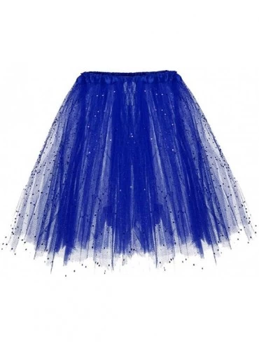 Slips Petticoat Ballet Tutu Short Skirt 50s Rockabilly in Tulle Sexy Carnival Festivities - Blue - C919467U39R $8.89