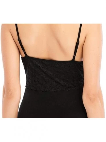 Nightgowns & Sleepshirts Women V Neck Lightweight Spaghetti Straps Knee Length Sleepwear Lingerie - Black - CH19CON9AS9 $24.09