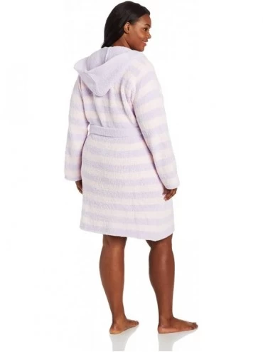 Robes Women's Plus-Size Marshmallow Hooded Wrap Robe - Pink Lavender - CR11F40NTJ7 $33.23