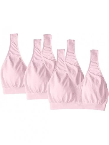 Bras Style 103J Comfort Revolution Microfiber Crop Top Bra (2 3 and 6 Packs) - 3 Pack Blushing Pink - CY194LNW89I $55.38