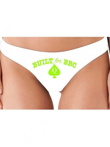 Panties Built for BBC PAWG Queen of Spades QOS White Thong Underwear - Lime Green - C3198OUTG65 $28.16