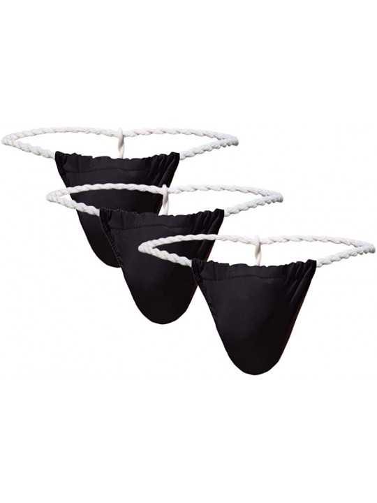 G-Strings & Thongs Men's Underwear Ice Silk Sumo Thong Tied Rope Thin Pants - Ba+ba+ba - C118AWIOEIX $38.31