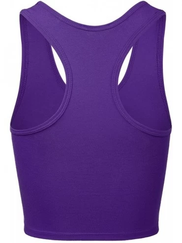 Shapewear Women's Cotton Racerback Basic Crop Tank Tops - 001-purple-1 - CO18T8UNT5A $10.59