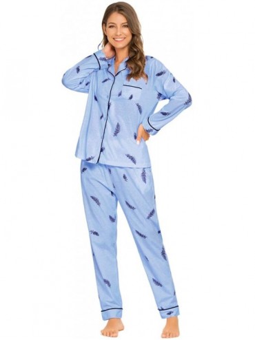 Sets Women's Pajamas Sets Button Down Floral Pjs 2-Piece Sleepwear Set for Ladies Lounge Pants - Bluefeather - C4193Z356XE $5...
