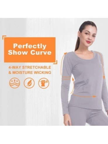 Thermal Underwear Thermal Tops for Women Fleece Lined Shirt Long Sleeve Base Layer V Neck - Scoop Neck-grey - CR1934E6TIK $13.99