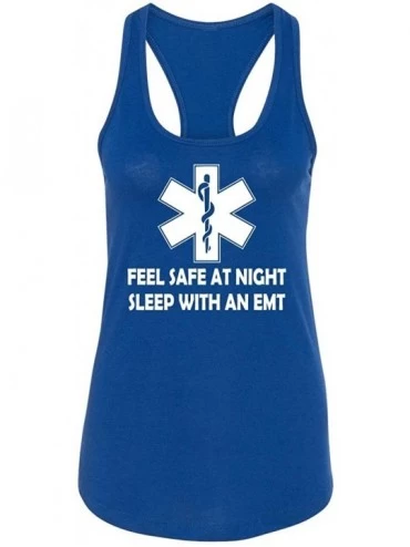 Tops Ladies Feel Safe at Night Sleep with EMT Racerback - Royal Blue - CJ18YI5SCRH $11.36