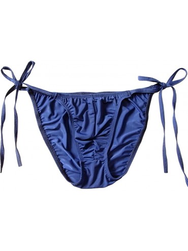 Bikinis String Bikini Thong Briefs Milk Silk Side Tie Men's Underwear - Dark Blue - C511QA0ZKM3 $28.08