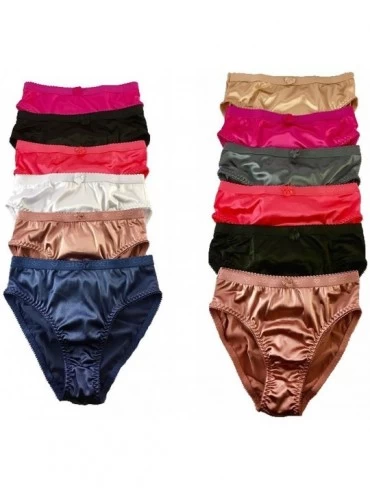 Panties 6 Pack Satin Shine Full Coverage Women's Panties Smooth Soft Nylon - C817XE5IIWC $41.60
