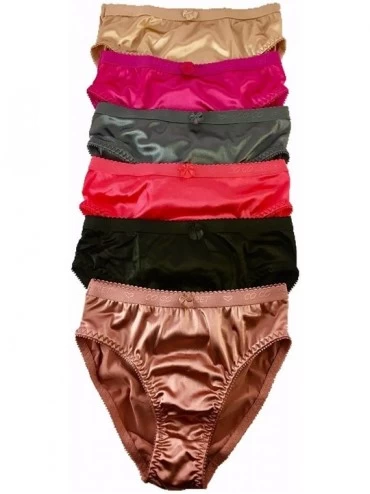 Panties 6 Pack Satin Shine Full Coverage Women's Panties Smooth Soft Nylon - C817XE5IIWC $26.78