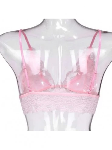 Bustiers & Corsets Sexy Lingerie Women Plus Size Vest Crop Wireless Bra V-Neck Underwear Sleepwear - Pink - CD1966Q4N4Z $11.74