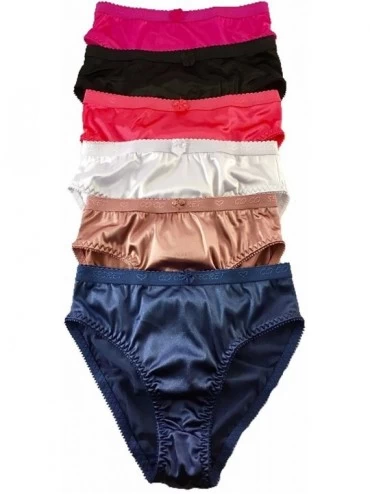 Panties 6 Pack Satin Shine Full Coverage Women's Panties Smooth Soft Nylon - C817XE5IIWC $26.78