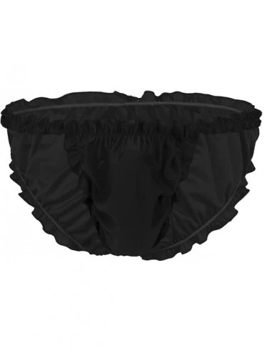 Bikinis Men's Underwear Frilly Sissy Maid Ruffled Hispter Open Butt Crossdressing Panties - Black - C718EAUZKH2 $29.91