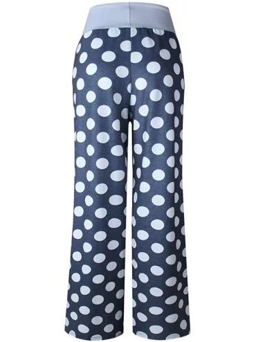 Bottoms Wide Leg Pants for Womens Ladies Comfy Stretch Floral Print Drawstring Palazzo Lounge Pants Casual Pajama Pants - Lig...
