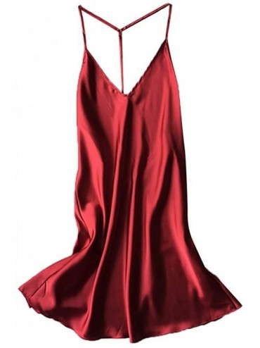 Shapewear Women Lingeries Sexy Satin Sleepwear Babydoll Lingerie Floral Camisole Nightdress Loose Pajamas - Red - CB18RYATR60...