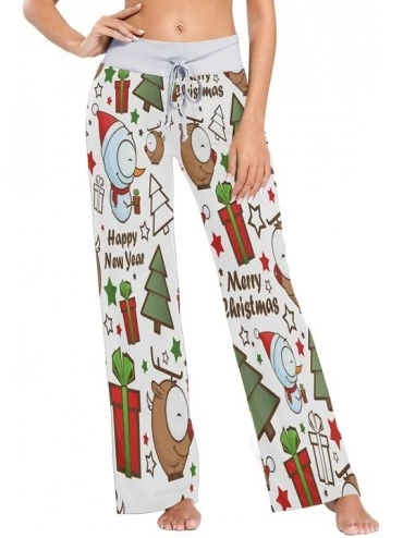 Bottoms Christmas Snowman Starfish Pine Tree Bird Women's Pajama Lounge Pants Casual Stretch Pants Wide Leg - CZ19D467NEX $24.75