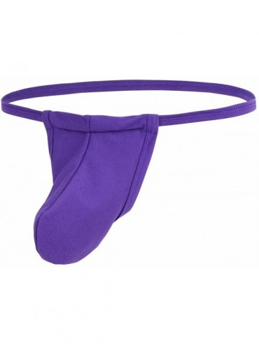 G-Strings & Thongs Mens Hiding Ring Bluge Pouch Thong Fun Backless Underwear - Purple - CI183K0RTHA $30.50