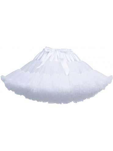 Slips Women's Vintage 1950s Three Layers Tulle Tutu Skirt Petticoat Crinoline Underskirt Ballet Rockabilly Yellow - White - C...
