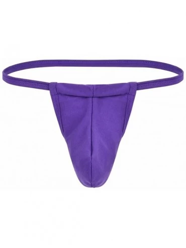 G-Strings & Thongs Mens Hiding Ring Bluge Pouch Thong Fun Backless Underwear - Purple - CI183K0RTHA $16.74