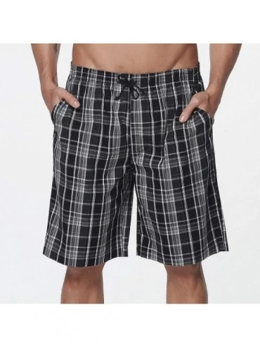 Sleep Bottoms Men's Pajama Shorts Man Plaid Sleep Shorts Cotton Lounge Boxer Shorts with Pockets - 2 Pack-09 - CG199A7CWMZ $2...