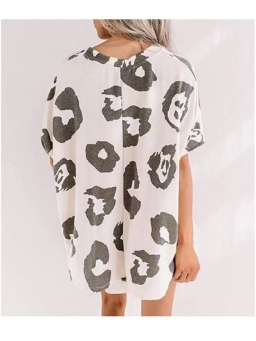 Sets Women Short Pajamas Sets Two Piece Tie Dye Sleepwear Loungewear with Shorts - White Leopard Print - CI19DLA5ZHX $33.38