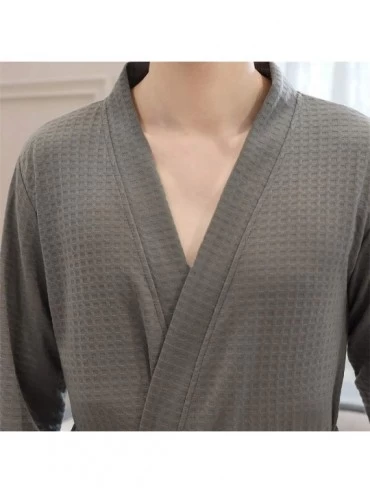 Robes Womens/Mens Solid Bandage Robe Bathrobe Gown Pajamas Long Sleepwear Pocket Waistband - Men_gray - CV1955UGLT5 $20.72