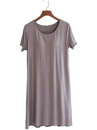 Nightgowns & Sleepshirts Women Nightdress Modal Pajamas Short Sleeves Nightskirt Leisure Wear Sleepwear - Dark Gray - CG190KX...