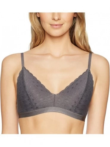 Bras Women's Triangle Lace Soft Cup Bralette (for A-C cups) - Dark Grey - CZ18729AY0C $23.96