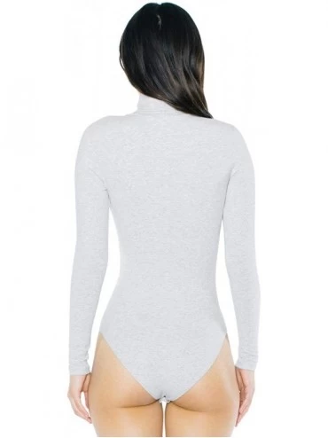 Shapewear Women's Cotton Spandex Long Sleeve Turtleneck Bodysuit - Heather Grey - CG18XA7SAXL $34.28