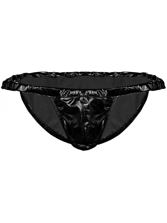 Men's PVC Leather Wetlook Briefs Underwear Lingerie Bikini Swimwear ...
