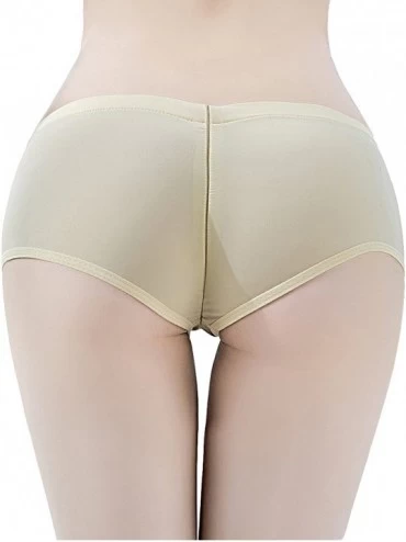 Panties Women's Sexy Underwear Briefs Lingerie Zipper Open Crotch Underpants Boyshorts Panties - Light Beige - CZ18EO76YDN $8.26