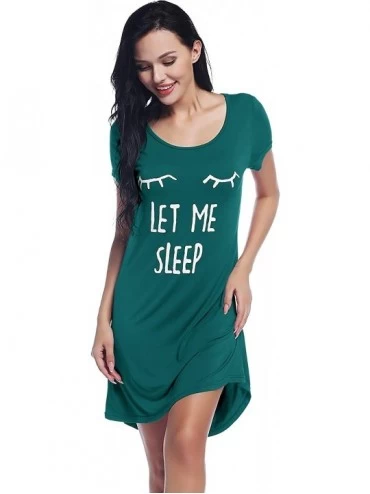 Nightgowns & Sleepshirts Womens Ultra Soft Nightgown Short Sleeve Cute Print Sleep Shirts - Green - CX198XRGID0 $34.71