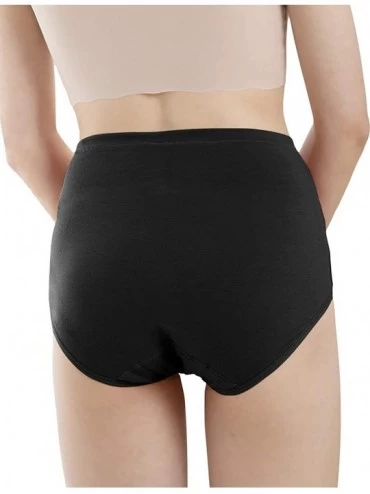 Panties Women's Hipster Cotton Underwear Briefs High Waist Ladies Soft Breathable Panties Bikini Underwears 5 Pack - 5 X Blac...