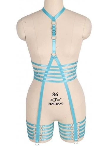 Accessories Women Full Body Bandage Harness Bralette Rave Punk Size Strappy Frame Cage Waist Garter Belts Set - Jade Green - ...