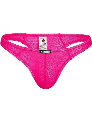 G-Strings & Thongs Men's Sexy Transparent Thong Underwear Low Rise See Through 82 - Pink - CJ18G375YLZ $19.51