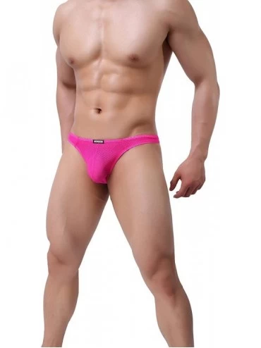 G-Strings & Thongs Men's Sexy Transparent Thong Underwear Low Rise See Through 82 - Pink - CJ18G375YLZ $12.13