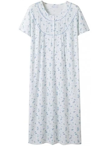 Nightgowns & Sleepshirts Women Nightgown 100% Cotton Soft Comfy Lightweight Lace Trim Short Sleeve Long Sleepwear Lounge wear...
