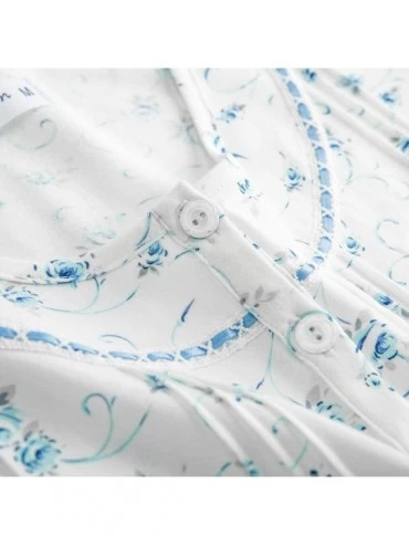 Nightgowns & Sleepshirts Women Nightgown 100% Cotton Soft Comfy Lightweight Lace Trim Short Sleeve Long Sleepwear Lounge wear...
