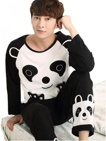 Sleep Sets Couple Pure Cotton Pyjamas Long Sleeve Nightwear Set 7 Panda (Male XL) - CY11OQL3RNN $57.64