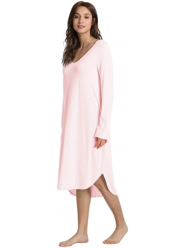 Nightgowns & Sleepshirts Womens Soft Bamboo Pajamas Long Sleeve Nightgowns Stretchy Loungewear Sleepshirt Plus Size Sleepwear...